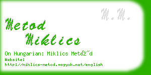 metod miklics business card